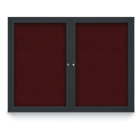 48x36 2-Door Enclosed Outdoor Letterboard,Burgundy/Black